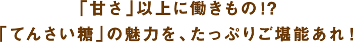 「甘さ」以上に働きもの!? 「てんさい糖」の魅力を、たっぷりご堪能あれ!